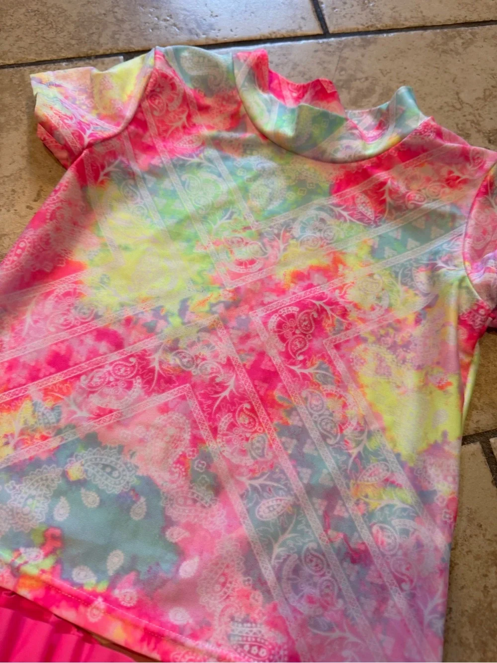 The Children's Place Pink Multi Tie-Dye Rash Guard Swim Set